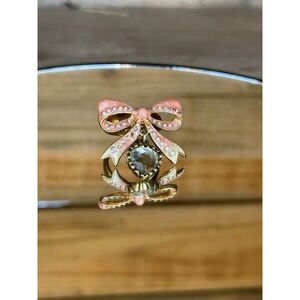 Besty Johnson Pink Bow Ring With Charm Enamel‎ And Rhinestones